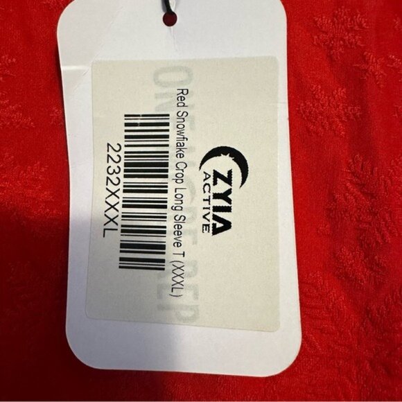 ZYIA Active Red Snowflake Crop Top 3XL Long Sleeve Seamless Holiday Cozy NWT - Picture 8 of 14